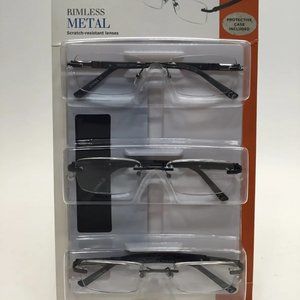 Design Optics by Foster Grant Rimless metal +1.25 Reading Glasses